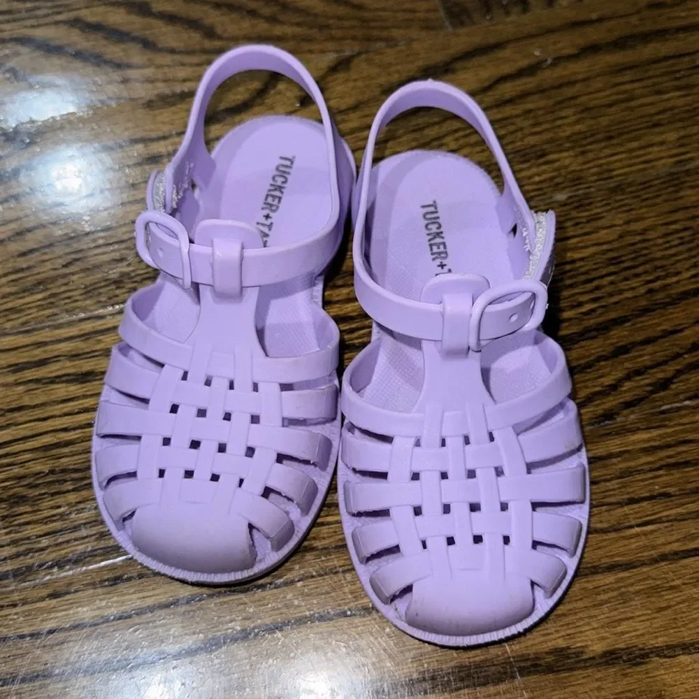 Tucker + Tate Purple & Clear Glitter Jelly with Adjustable Straps Sandal Bundle